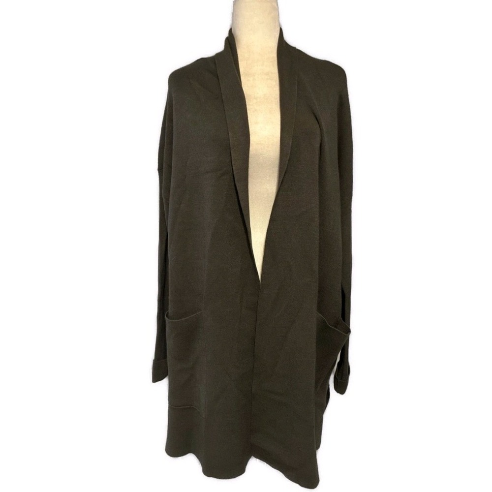 Splendid x Cella Jane Becky Cardigan Gray Open Front Longline Sweater L NWT $148
